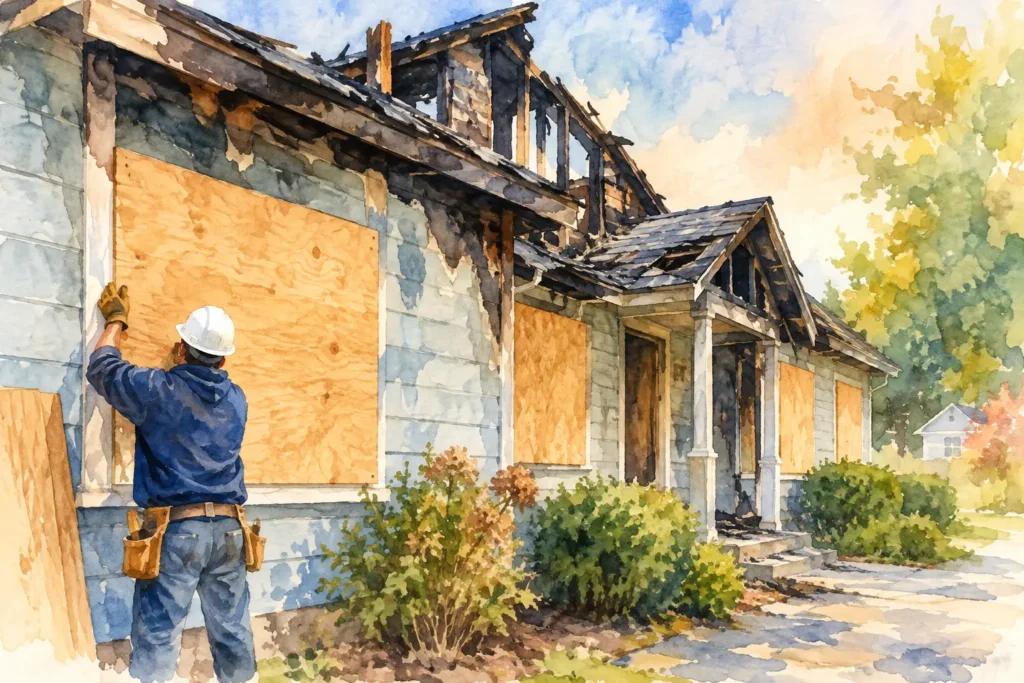 Emergency Board Up After Fire Protects Property
